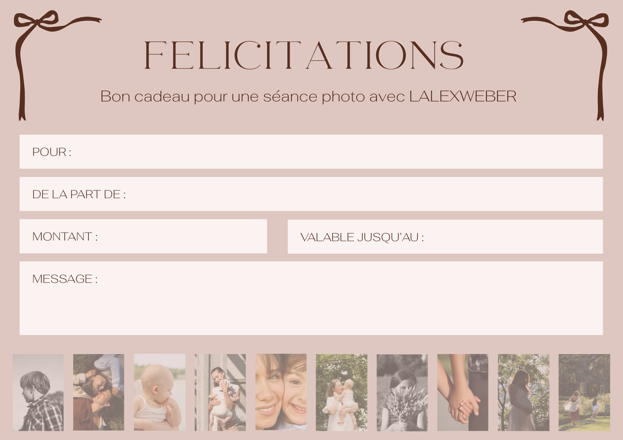 Bon cadeau séance photo pour félicitations, LALEXWEBER Genève