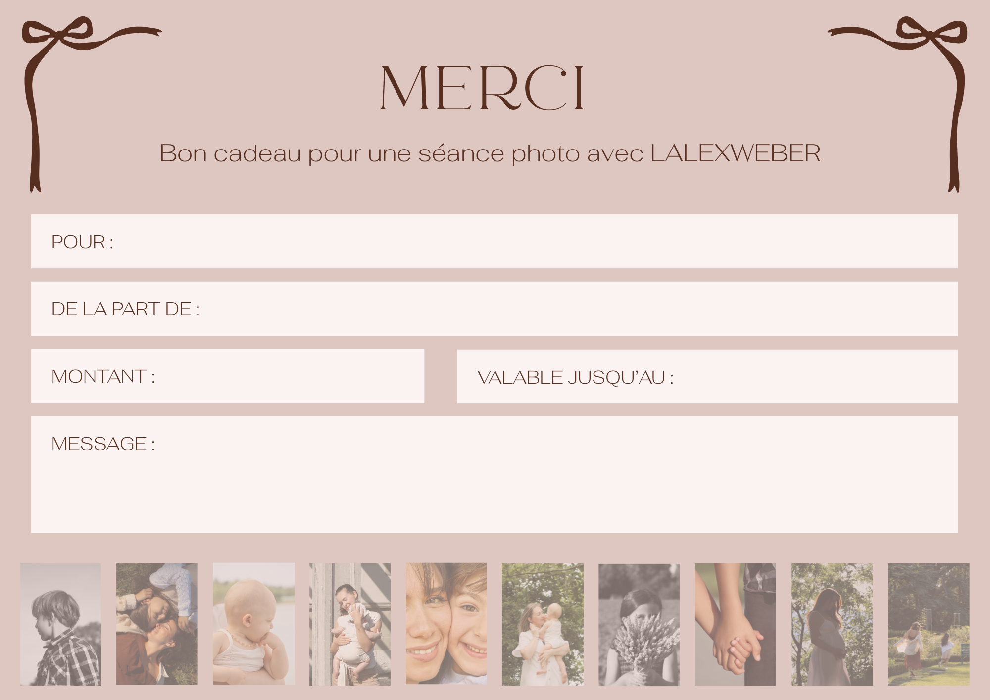 Bon cadeau séance photo pour dire merci, LALEXWEBER Genève
